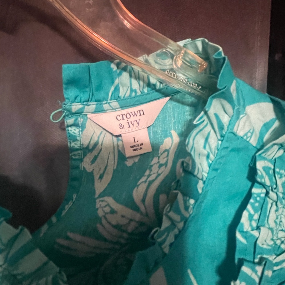 Teal Floral Ruffle Dress - Picture 2 of 3